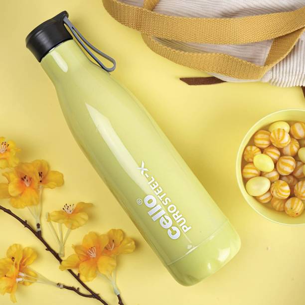cello प्यूरो स्टील-X नियो 900 इंसुलेटेड इनर स्टील आउटर प्लास्टिक वॉटर बॉटल, 720 ml बॉटल
