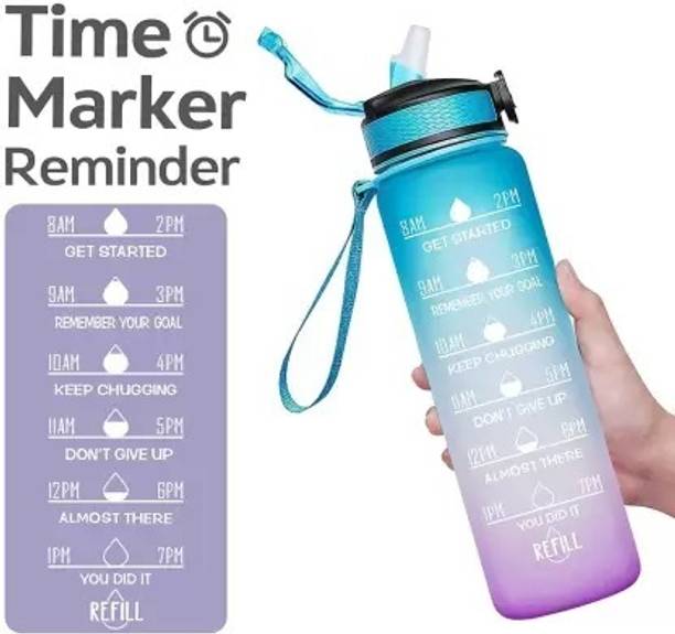 Zigmo Silicone Water Bottle 1 Liters with Motivational Time Marker 1000 ml Bottle