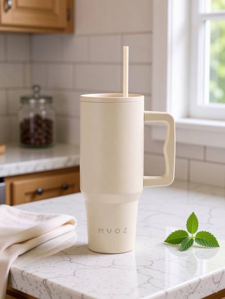 MYOZ Stainless Steel Vacuum Double Insulated Tumbler with Lid, Handle & Straw 1200 ml Steel Bottle