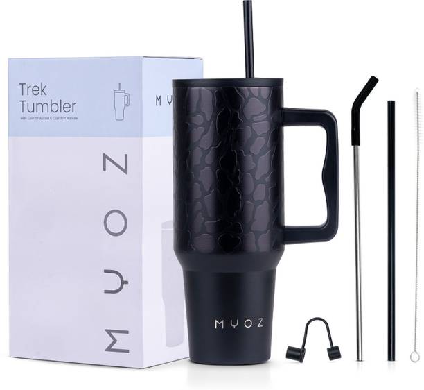 MYOZ Stainless Steel Vacuum Double Insulated Tumbler with Lid, Cap, Handle & Straw 1200 ml Steel Bottle