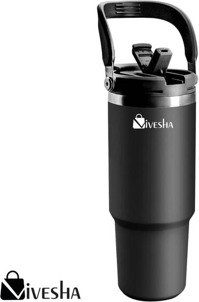 Vivesha Premium Stainless Steel Vacuum Insulated Leak Proof Tumbler with Straw 900 ml Steel Flask