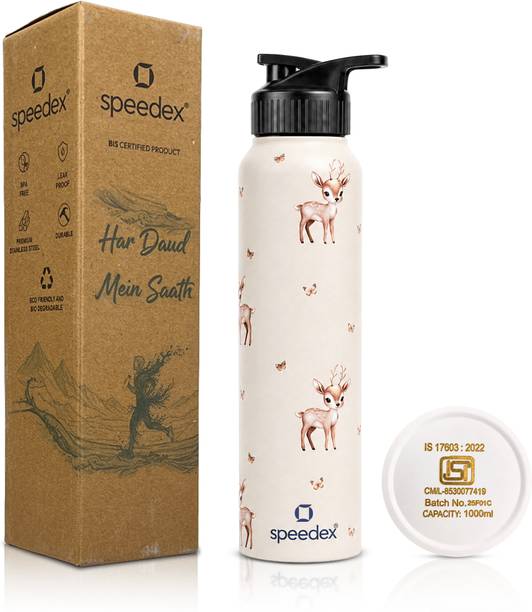SPEEDEX Stainless Steel Printed Water Bottle 1 Ltr 1000 ml for Office, School, 1000 ml Stainless Steel Bottle