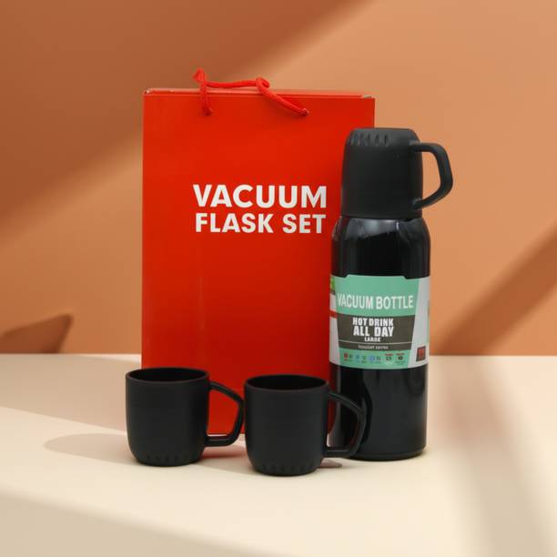 LAZYwindow Double Walled Stainless Steel Vacuum Flask Set – Insulated Water Bottle 500 ml Stainless Steel Flask
