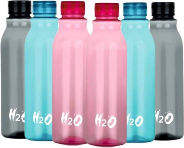 Sloppy H2O Round Multicolor 6PCS Premium Fridge Water Bottle 1000 ml Bottle