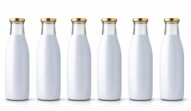 Milk, Water and Juice Glass Bottle with Air Tight Cap(PACK OF 6)api 500 ml Glass Bottle