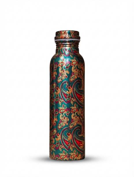 krishnaradhey Royal Emerald Printed Pure Copper Water Bottle 900 ml Copper Bottle