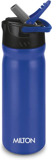 MILTON Max 600 Stainless Steel Water Bottle with Sipper Lid, 500 ml, Royal Blue 500 ml Stainless Steel Bottle
