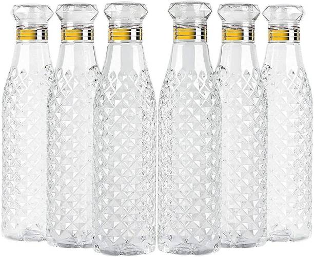 JLR Enterprise Plastic Fridge Water Bottle Set Of 6, Crystal Diamond Texture Design 1000 ml PET Bottle