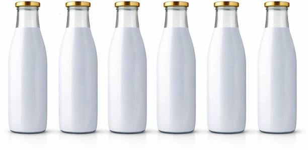 Shopifyzone Milk, Water and Juice Glass Bottle with Air Tight Cap(PACK OF 6)apx 500 ml Glass Bottle