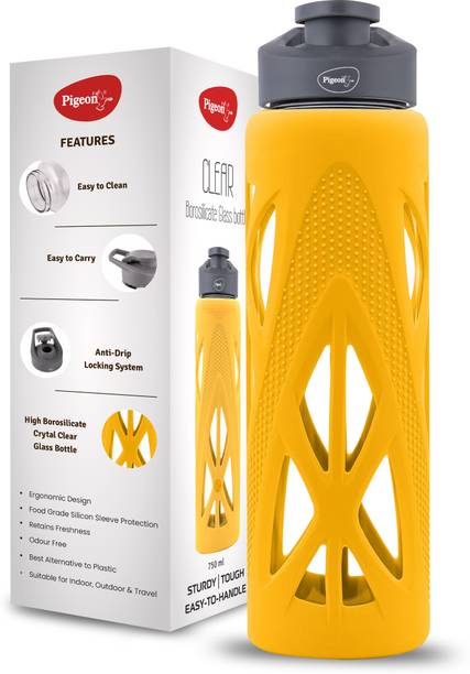 Pigeon CLEAR GLASS WATER BOTTLE 750ML - YELLOW 750 ml Bottle