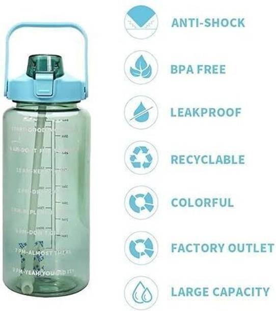 Elevra 2000ml Transparent Water Bottle with Easy Carry Handle 2000 ml Plastic Bottle