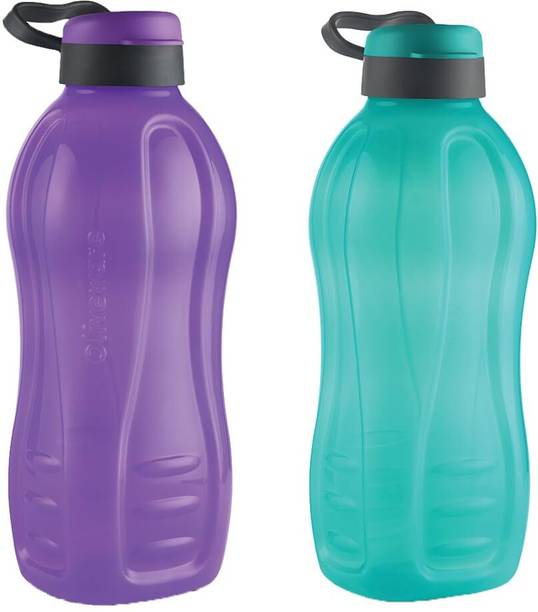 Oliveware Jumbo Water Bottle, 2L, Set of 2, Purple and Blue 4000 ml Plastic Bottle