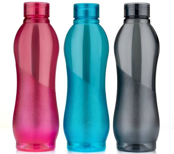 Sloppy Round Multicolor 3PCS Premium Fridge Water Bottle ( Set Of 3 ) 1000 ml Bottle