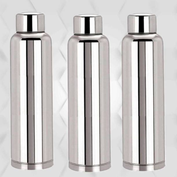Aquasleri 1000 ml Steel fridge water bottle, school , office, 1ltr,(pack of 3) 1000 ml Bottle