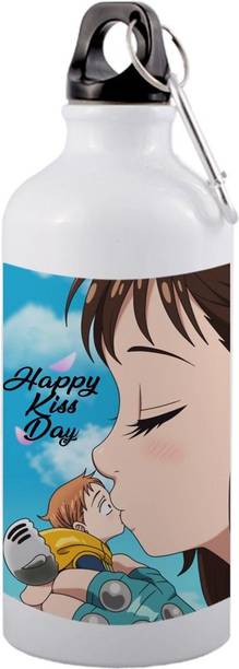 HMFURRYS FK-1056-best happy kiss day design with girl kissing boy on 750 ml Aluminium Bottle