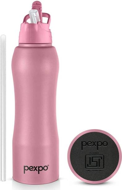 Go24 Belly Stainless Steel Water Bottle with Straw Lid Sipper Cap 1000 ml Steel Bottle