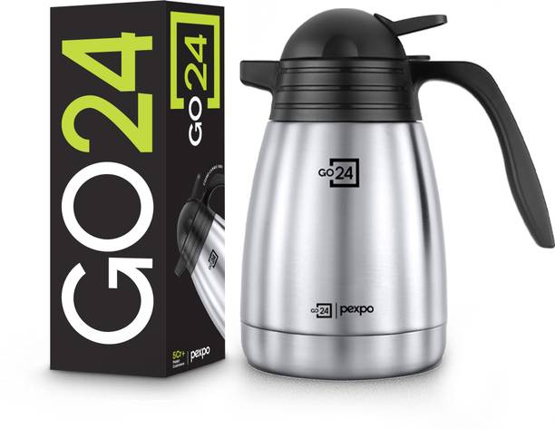 Go24 Stainless Steel Vacuum Insulated Cosmo Carafe, Hot and Cold Tea/Coffee 1000 ml Steel Flask