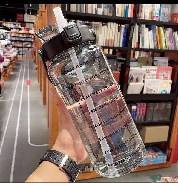 2Mech 2 Liter Transparent Motivational leakproof BPA Free marker gym water bottle 2000 ml Plastic Bottle