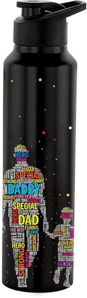 NIRLON Classic Flip UV Printed Single Wall Stainless Steel Sipper Cap Water Bottle 1000 ml