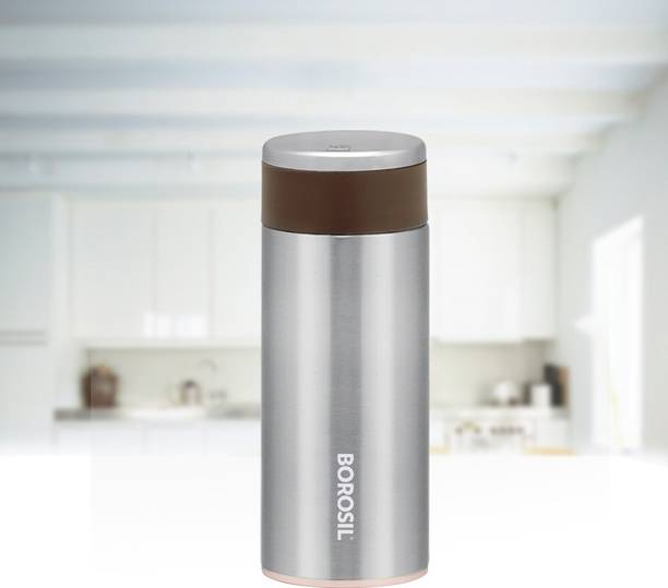 BOROSIL Travelsmart Vacuum Insulated 200ml Bottle, 6 Hrs Hot & 8 Hrs Cold Flask, Silver 200 ml Flask