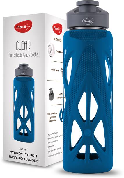 Pigeon CLEAR GLASS WATER BOTTLE 750ML - BLUE 750 ml