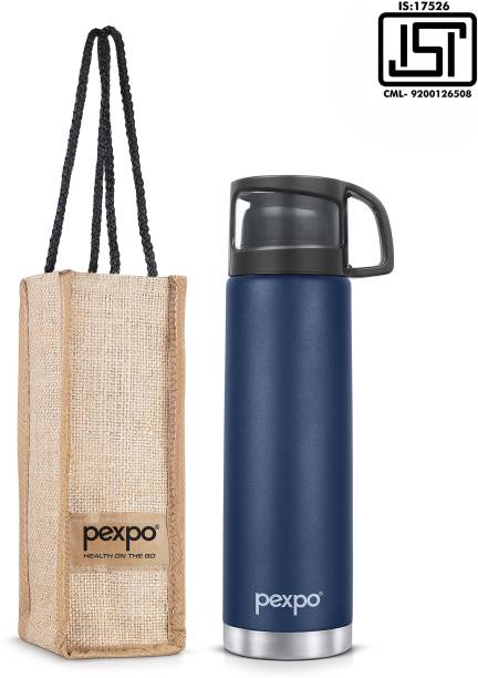 pexpo 24 Hrs Hot and Cold Vacuum Insulated Water Bottle with Jute-bag Fererro 1000 ml Flask