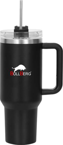 बुलबर्ग Stainless Steel Travel Tumbler with Handle, Straw & Lid स्टेनलेस स्टील मग