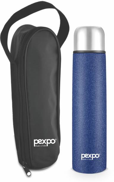 pexpo 750ml Thermosteel Vacuum Flask, 18 Hrs Hot and Cold with Zipper Bag Flip-Pro 750 ml Flask