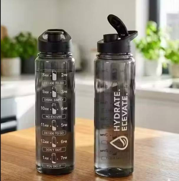 AYTIR Pack of 2 Motivational Water Bottle for Gym, Office & School 100 ml Plastic Bottle