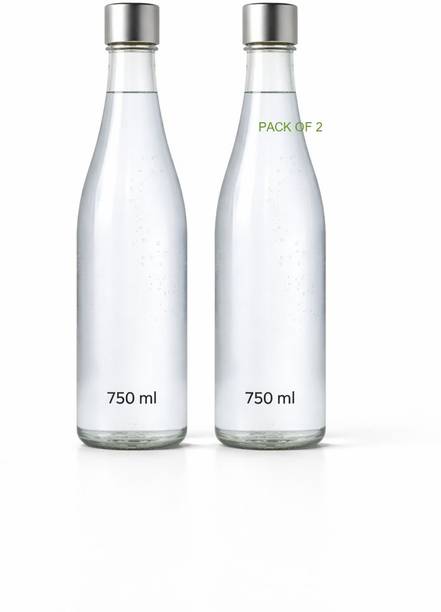 d global Glass Water Bottle 750ml Plain Narrow Mouth, Airtight Lid & Leak Proof Capbqa 750 ml Glass Bottle