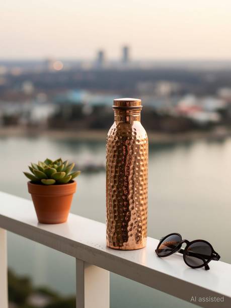 vedanshstore Hammered Copper Water Bottles Leak Proof 100% Pure Copper 1000 ml Copper Bottle