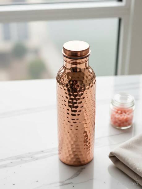 vedanshstore Vedansh Hammered Copper Water Bottles Leak Proof 100% Pure Copper for Daily use 1000 ml Copper Bottle