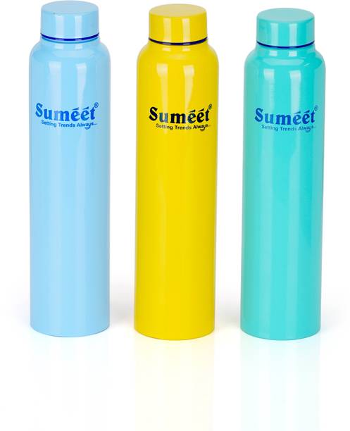 Sumeet Stainless Steel Multi Colored Leak-Proof Water Bottle/Fridge Bottle - Pack of 3 1000 ml Bottle