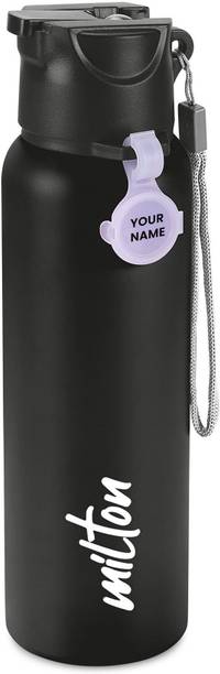 MILTON Sipstar 750 Stainless Steel Water Bottle with Sipper Lid, 690 ml, Black 690 ml