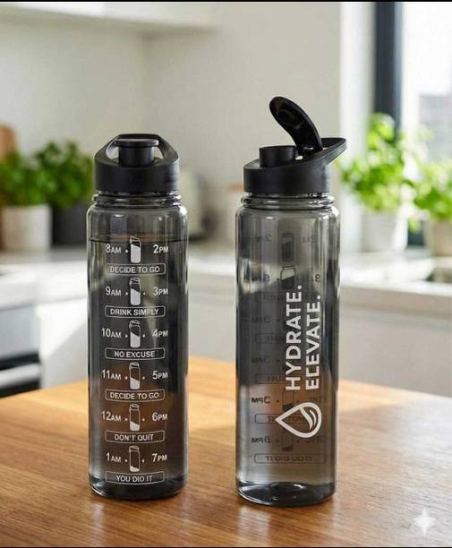 SKYLIFE Hydrate Elevate Motivational Water Bottle PACK OF 2 900 ml Plastic Bottle