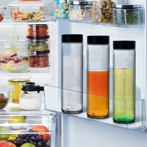 Zigmo Air Tight BLACK Lid Glass Bottle for Water Smoothie Juice 750 ml Bottle