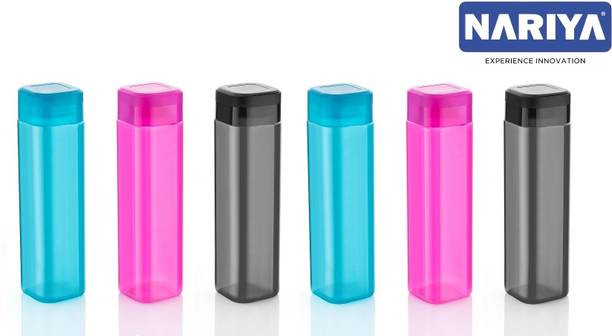 nariya PLASTIC SQUARE BOTTLE IN MULTICOLOR UNBREAKABLE & TRANSPARENT STYLISH BOTTLE 1000 ml Bottle