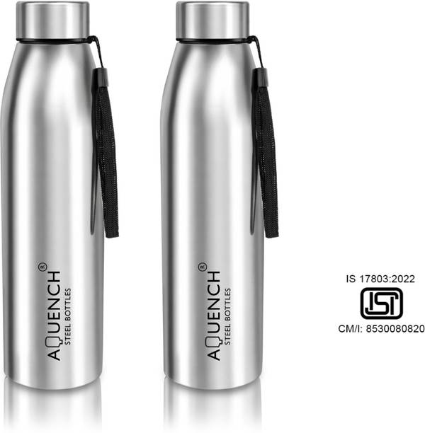 AQUENCH Messi Stainless Steel 1L Water Bottle Combo for Fridge, Office, Gym & Home Use 1000 ml Stainless Steel Bottle