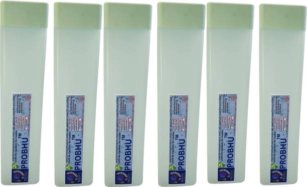 probhu AquaSquare Matte Glow 1L BPA-Free Leak-Proof Lightweight,Premium GREEN PACK 6 1000 ml Plastic Bottle