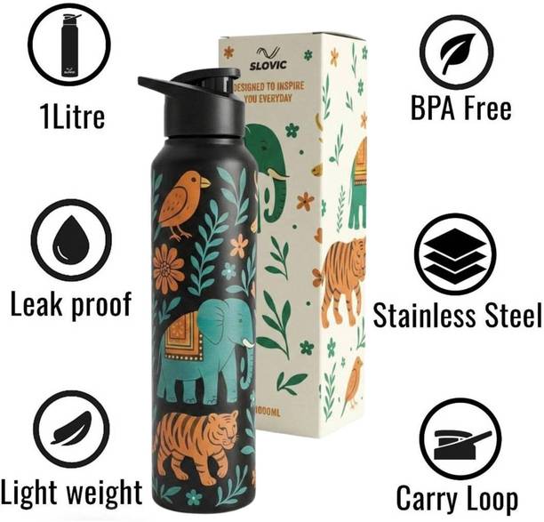 SLOVIC Water Bottle | BPA Free & leak-Proof Steel Water Bottle 1000 ml Stainless Steel Bottle