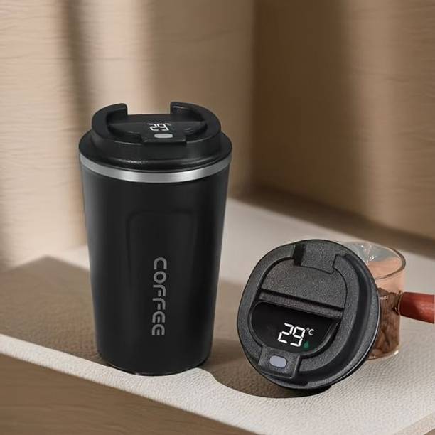 Red-sunset Coffee Mug with Temperature Display Stainless Vacuum Travel portable insulated 380 ml Bottle