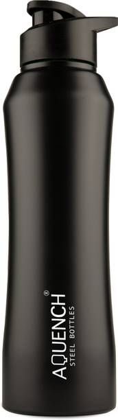 AQUENCH Water Bottle with Sipper Cap in black color, 1L (RUSH PRO) 1000 ml Steel Bottle