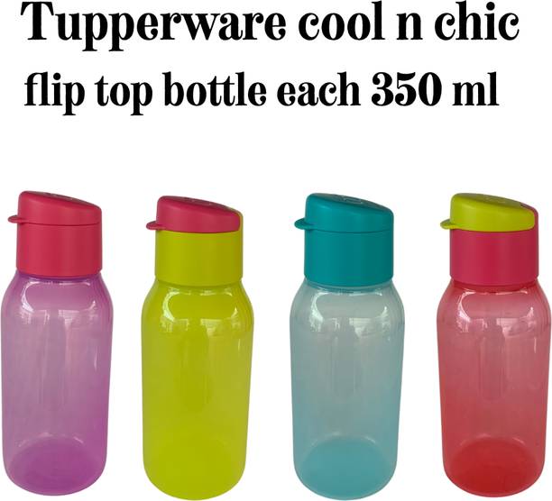 TUPPERWARE Cool n chic flip top round water bottle each 350 ml pack of ( 4 ) 350 ml Bottle