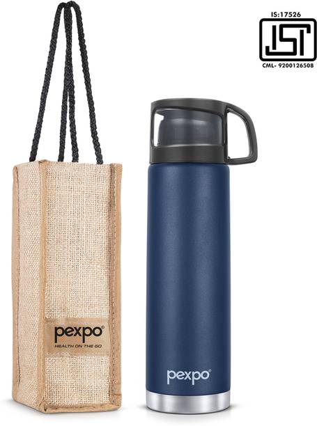 pexpo 24 Hrs Hot and Cold Vacuum Insulated Water Bottle with Jute-bag Fererro 1000 ml Flask