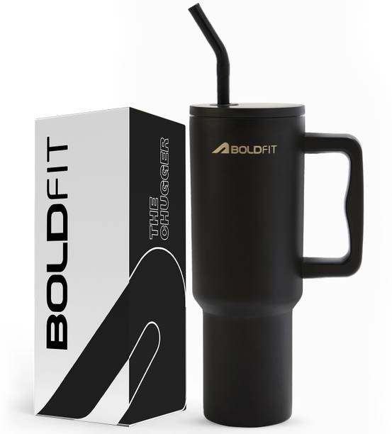 BOLDFIT Tumbler with Straw Insulated Tumbler with Lid Hot & Cold with Handle Cup Steel 1200 ml
