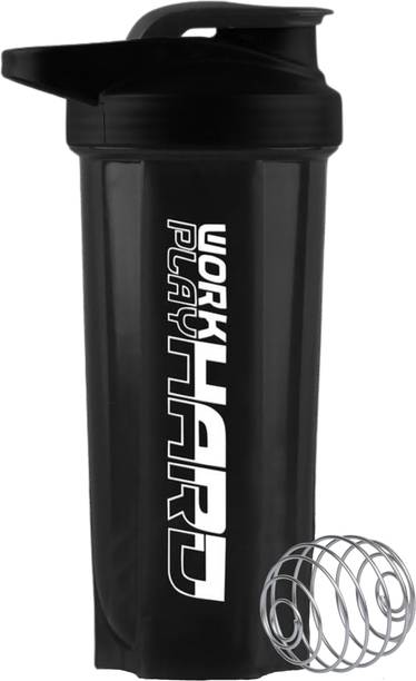 ZYRO Work Hard Protein Gym Sipper Bottle with Stainless Steel Spring Ball 700 ml Plastic Shaker
