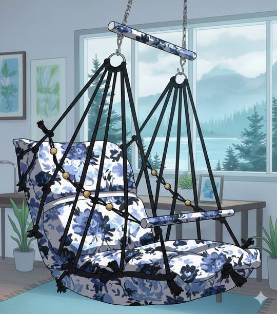 CREMPIRE Premium Cotton Baby Swing with Safety Belt for Babies marble ⭐ Cotton Small Swing
