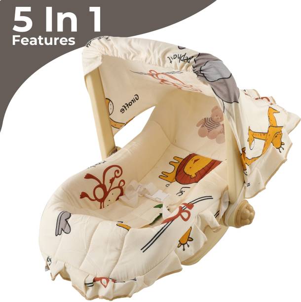 mama luv mee 5 in 1 DLX Baby Carry Cot & Rocking Chair | Adjustable Handle | Safety Belt | Rocker