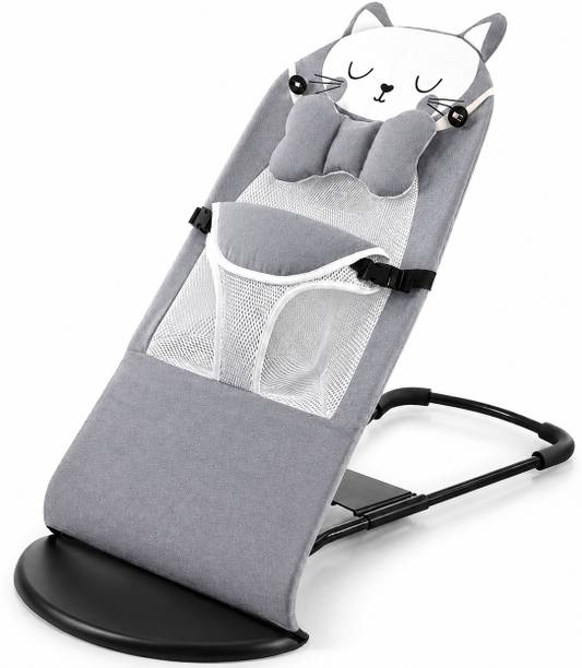 KIDZELO Cute Cat-Themed Baby Bouncer Seat for Newborns and Infants Rocker and Bouncer