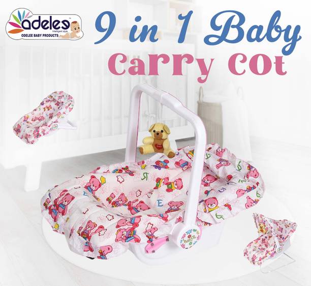 ODELEE 9 in 1 Baby Carry Cot Feeding Chair With Baby Bottle & Safety Net Bouncer